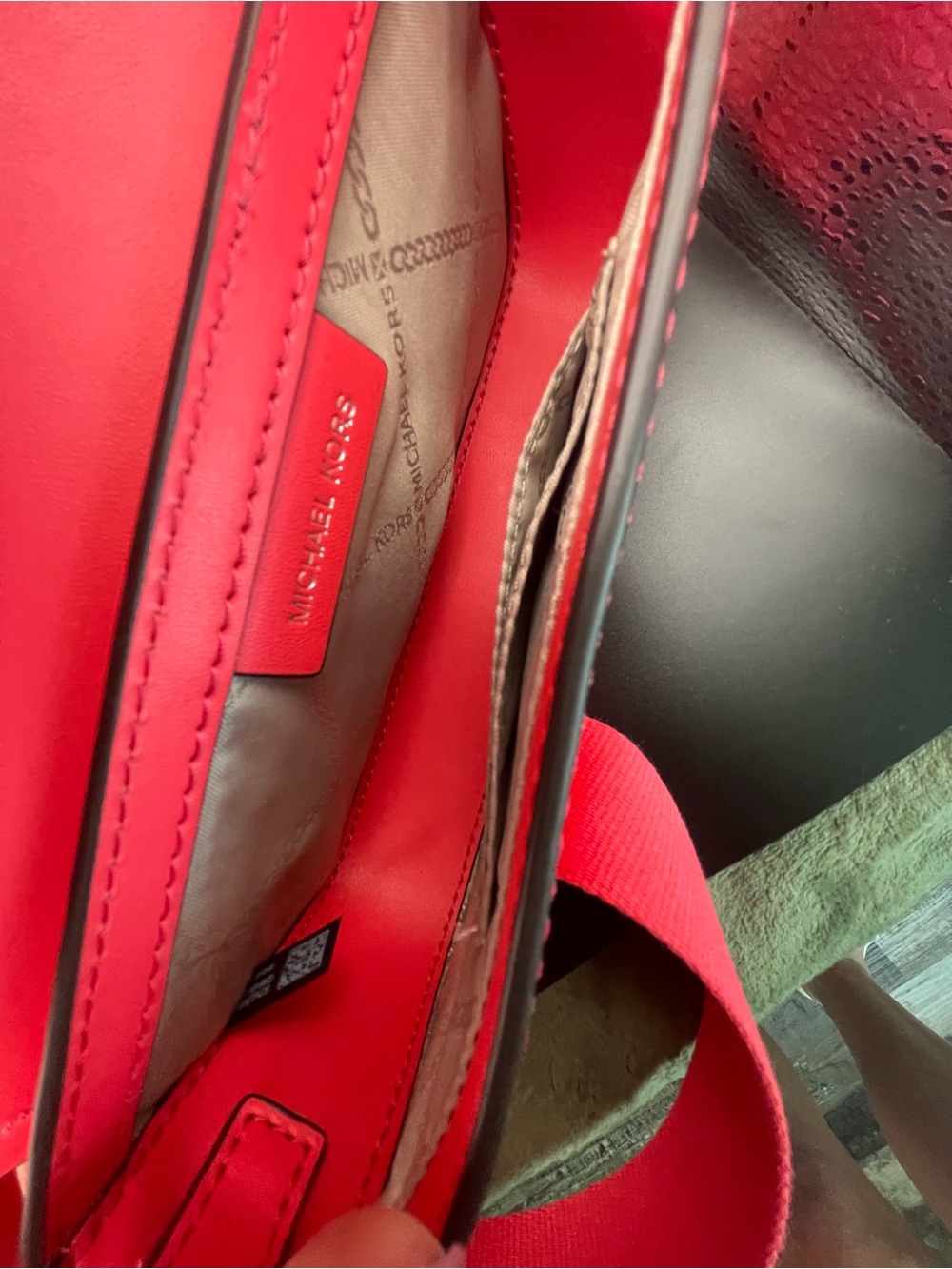 Michael Kors Red Saffiano Crossbody with MK Emblem - Picture 7 of 9